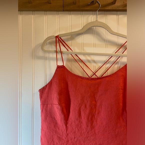 H&M Bright Coral Sleeveless Strappy Midi Dress 14 - Picture 2 of 6